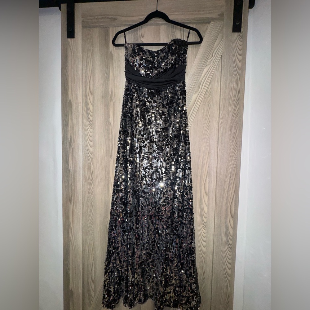 Speechless Black and Silver Sequin Prom Dress